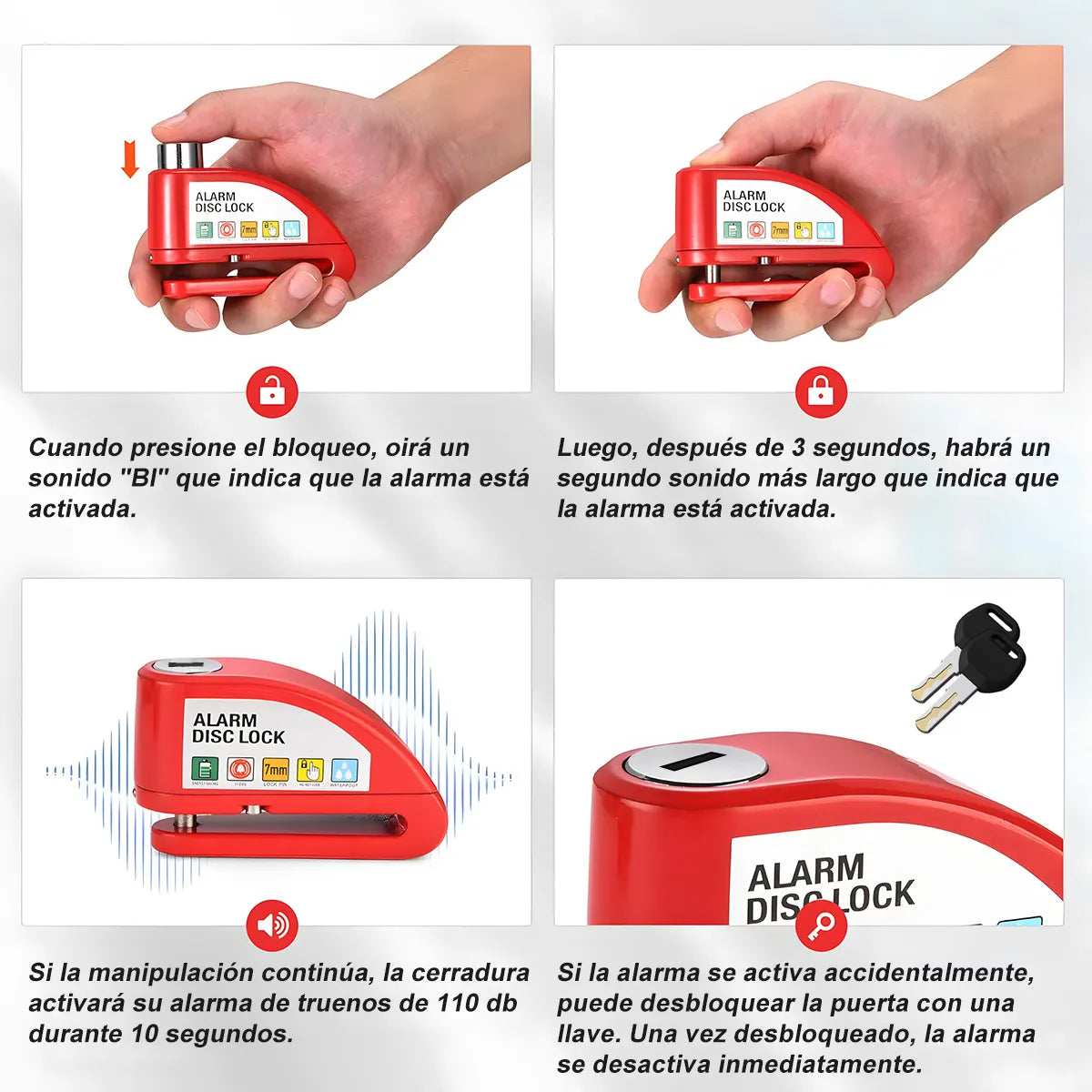 CANDADO CON ALARMA DE DISCO
